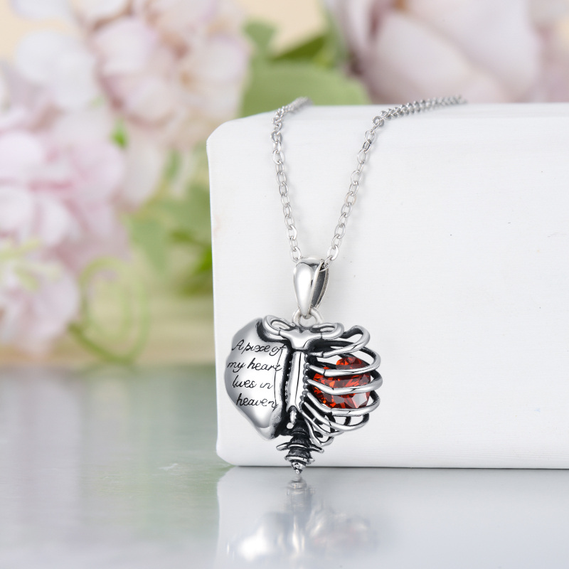 Sterling Silver Cubic Zirconia Heart Urn Necklace for Ashes with Engraved Word-4