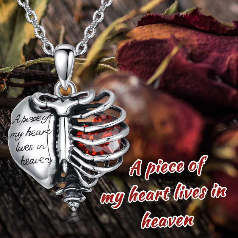 Sterling Silver Cubic Zirconia Heart Urn Necklace for Ashes with Engraved Word-6