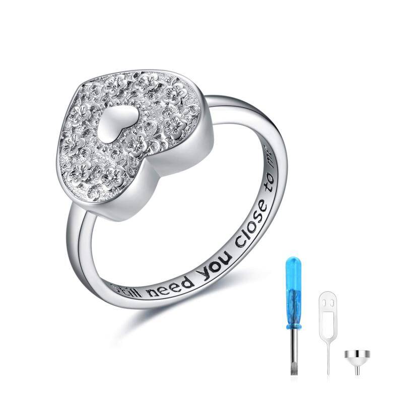 Anel de urna de coração em prata esterlina com palavra gravada-14