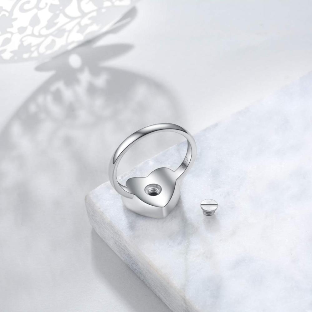 Sterling Silver Heart Urn Ring with Engraved Word-4