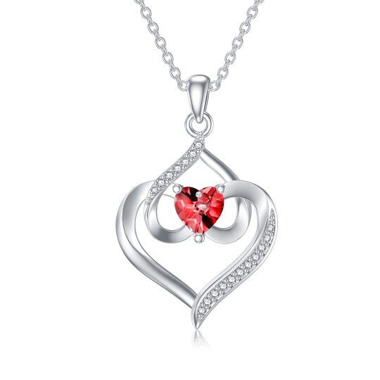 Sterling Silver Heart Zircon Birthstone Pendant Necklace