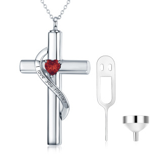 Gold Heart Zircon Cross Urn Necklace with for Ashes with Sterling Silver Chain-9