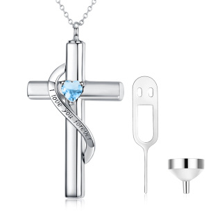Gold Heart Zircon Cross Urn Necklace with for Ashes with Sterling Silver Chain-14