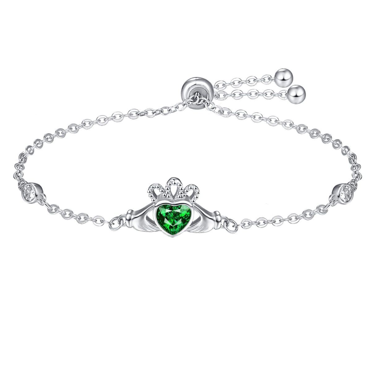 Pulsera con colgante de circonita en forma de corazón de plata de ley para mujer-1