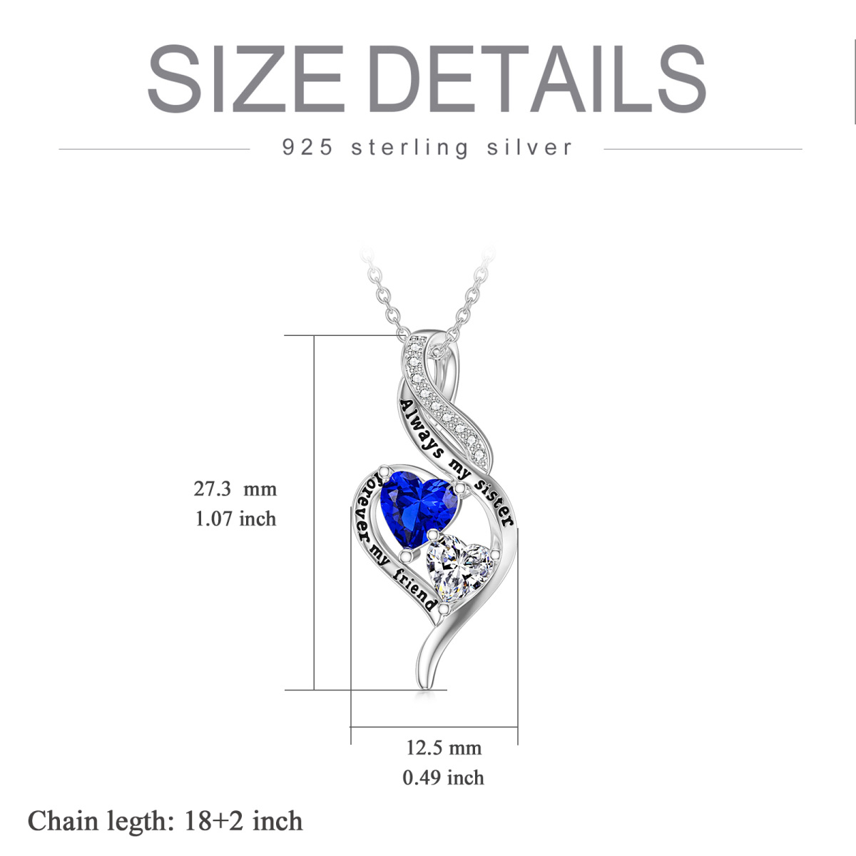 Halskette mit Herzanhänger aus Sterlingsilber mit Zirkonia und eingraviertem Wort-4