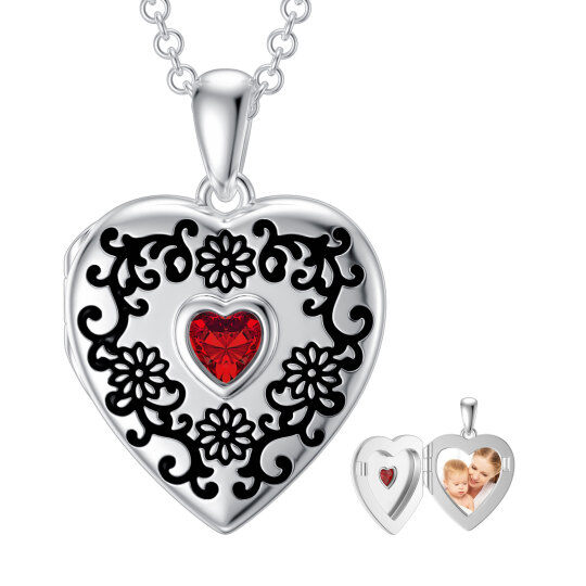 Collana con medaglione in argento sterling con cuore di zircone e foto personalizzata