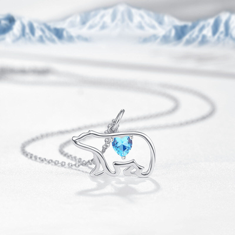 قلادة نسائية من الفضة الإسترلينية على شكل قلب مرصع بالزركون ودب قطبي-3