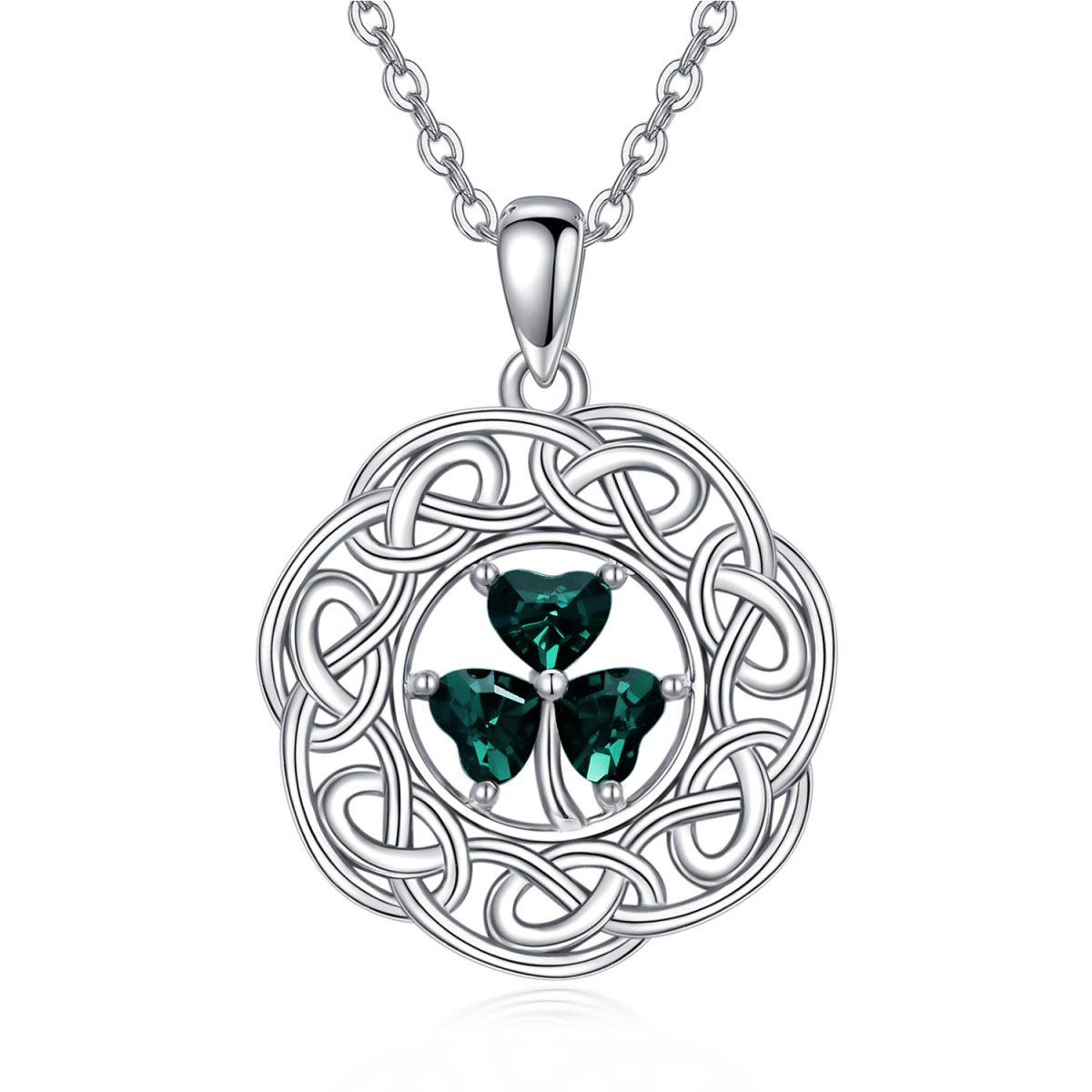 Collana con ciondolo a cuore e nodo celtico in argento Sterling-1