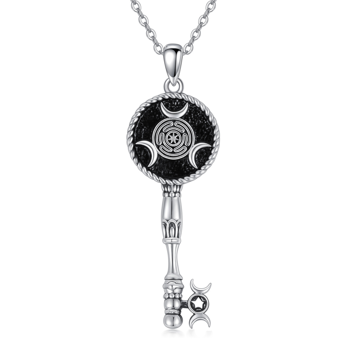 Collier avec pendentif en argent sterling représentant la roue d'Hécate pour homme-1