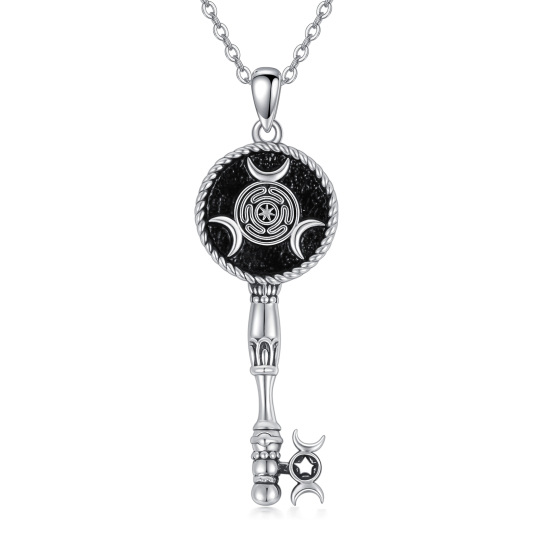 Collier avec pendentif en argent sterling représentant la roue d'Hécate pour homme