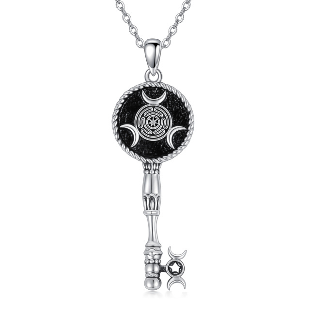 Collana con ciondolo a forma di ruota di Ecate in argento sterling per uomo-1