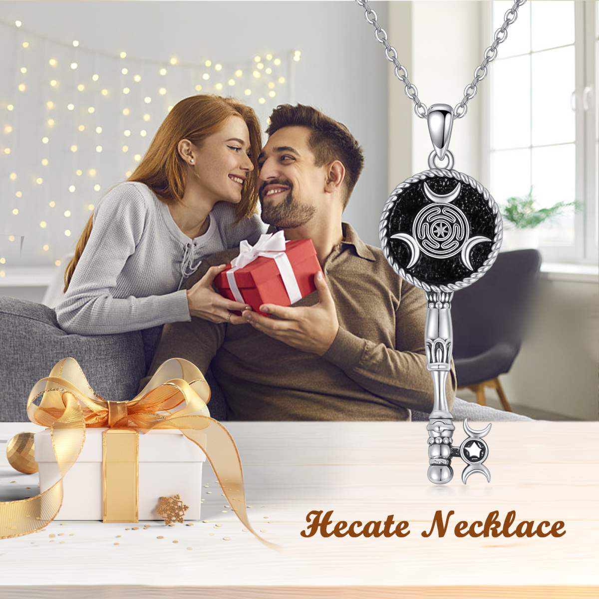 Collier avec pendentif en argent sterling représentant la roue d'Hécate pour homme-6