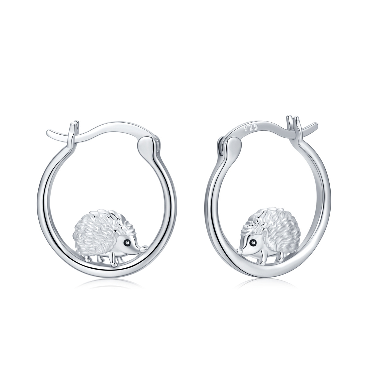 Sterling Silver Hedgehog Hoop Earrings-1