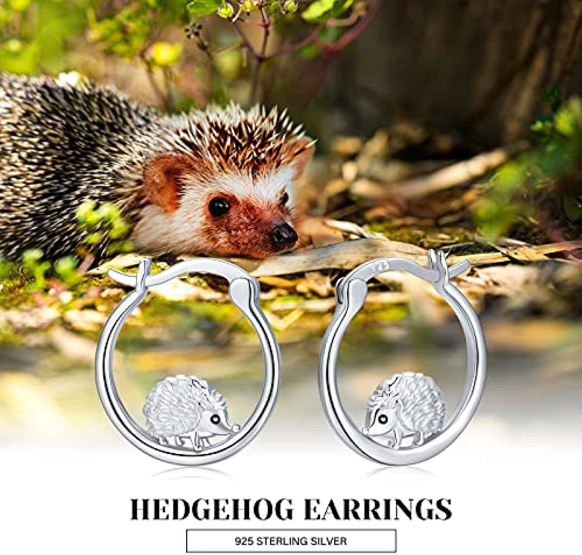 Sterling Silver Hedgehog Hoop Earrings-5