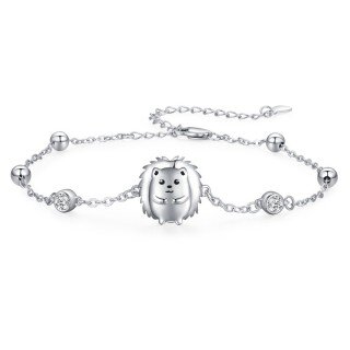 Sterling Silver Cubic Zirconia Hedgehog Pendant Bracelet-3