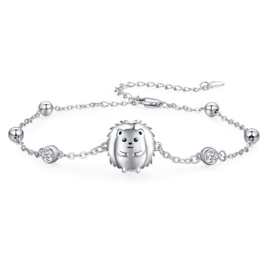 Sterling Silver Cubic Zirconia Hedgehog Pendant Bracelet