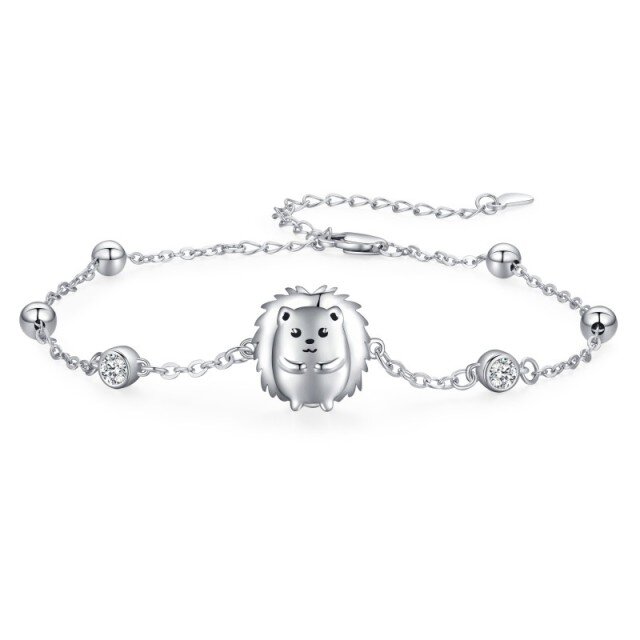 Sterling Silver Cubic Zirconia Hedgehog Pendant Bracelet-1