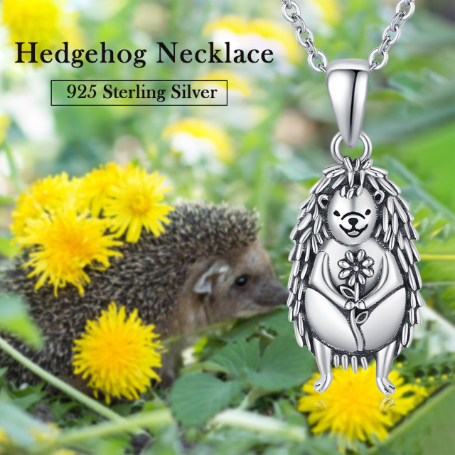 Sterling Silver Hedgehog Pendant Necklace-7