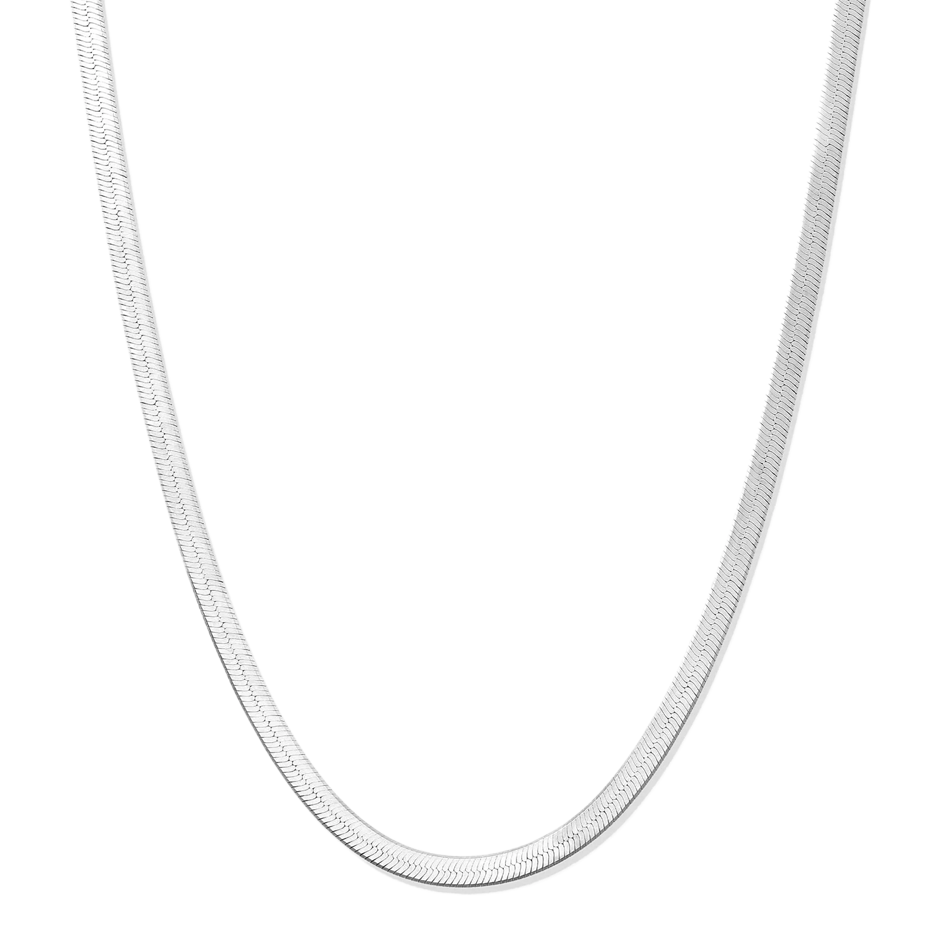 Sterling Silver Herringbone Chain Necklace 3mm-1