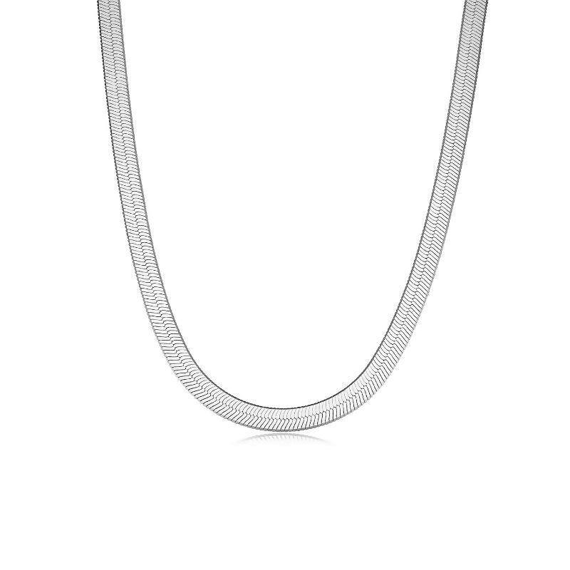 Sterling Silver Herringbone Chain Necklace-1