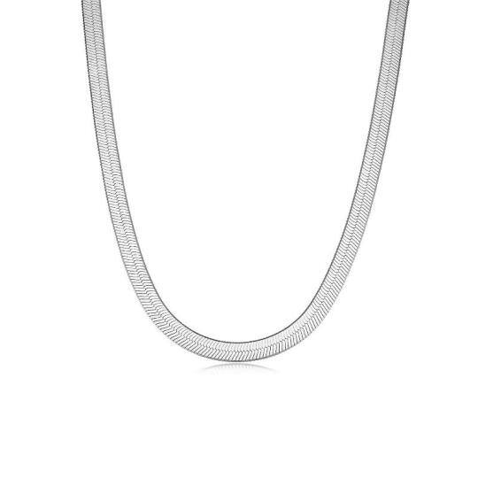 Sterling Silver Herringbone Chain Necklace