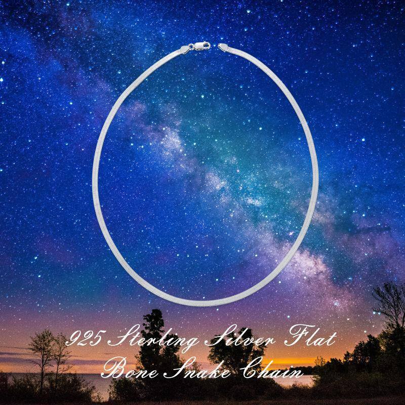 Sterling Silver Herringbone Chain Necklace-4