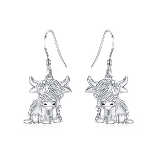 Sterling Silver Highland Cow Drop Earrings-10