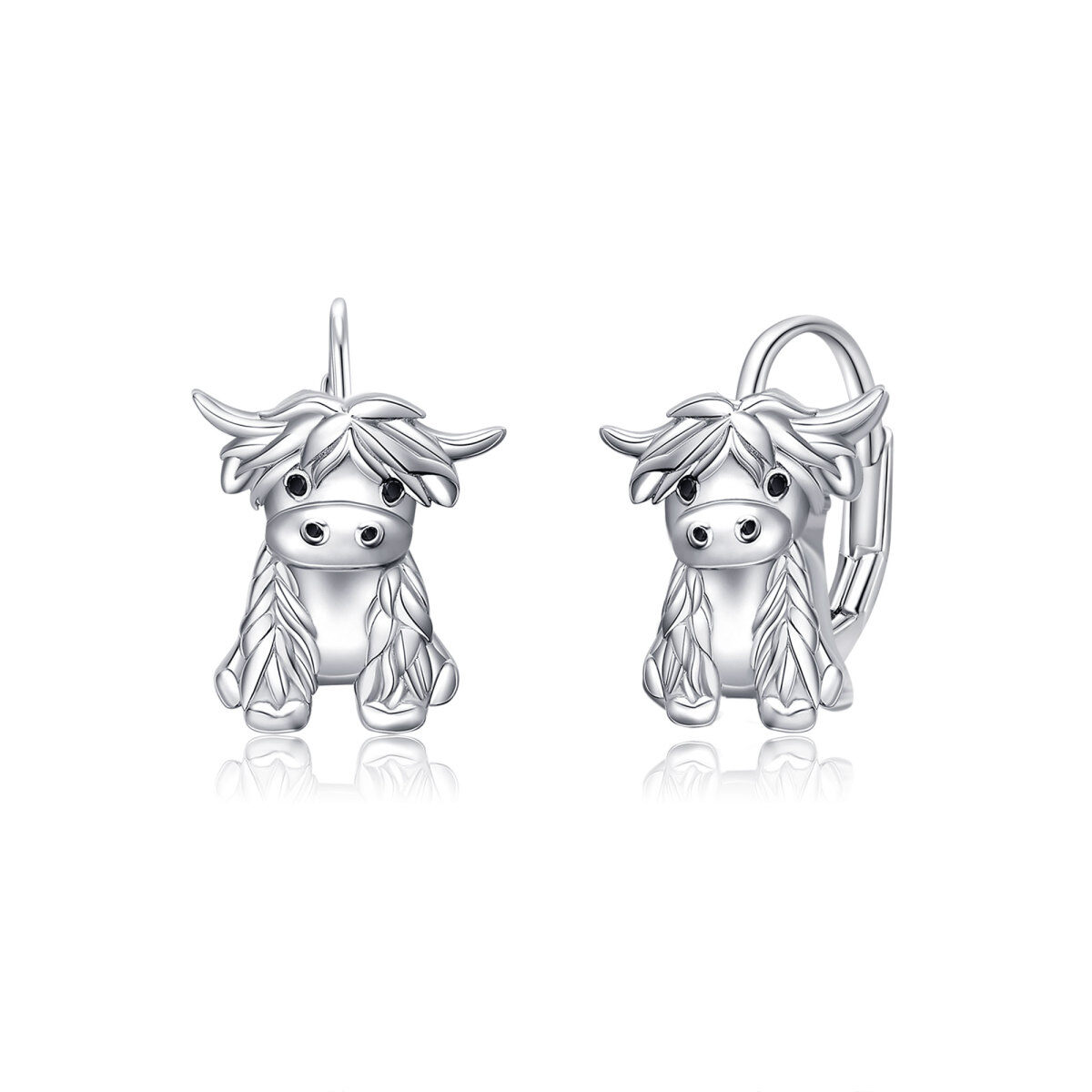 Boucles d'oreilles Highland Cow en argent sterling-1