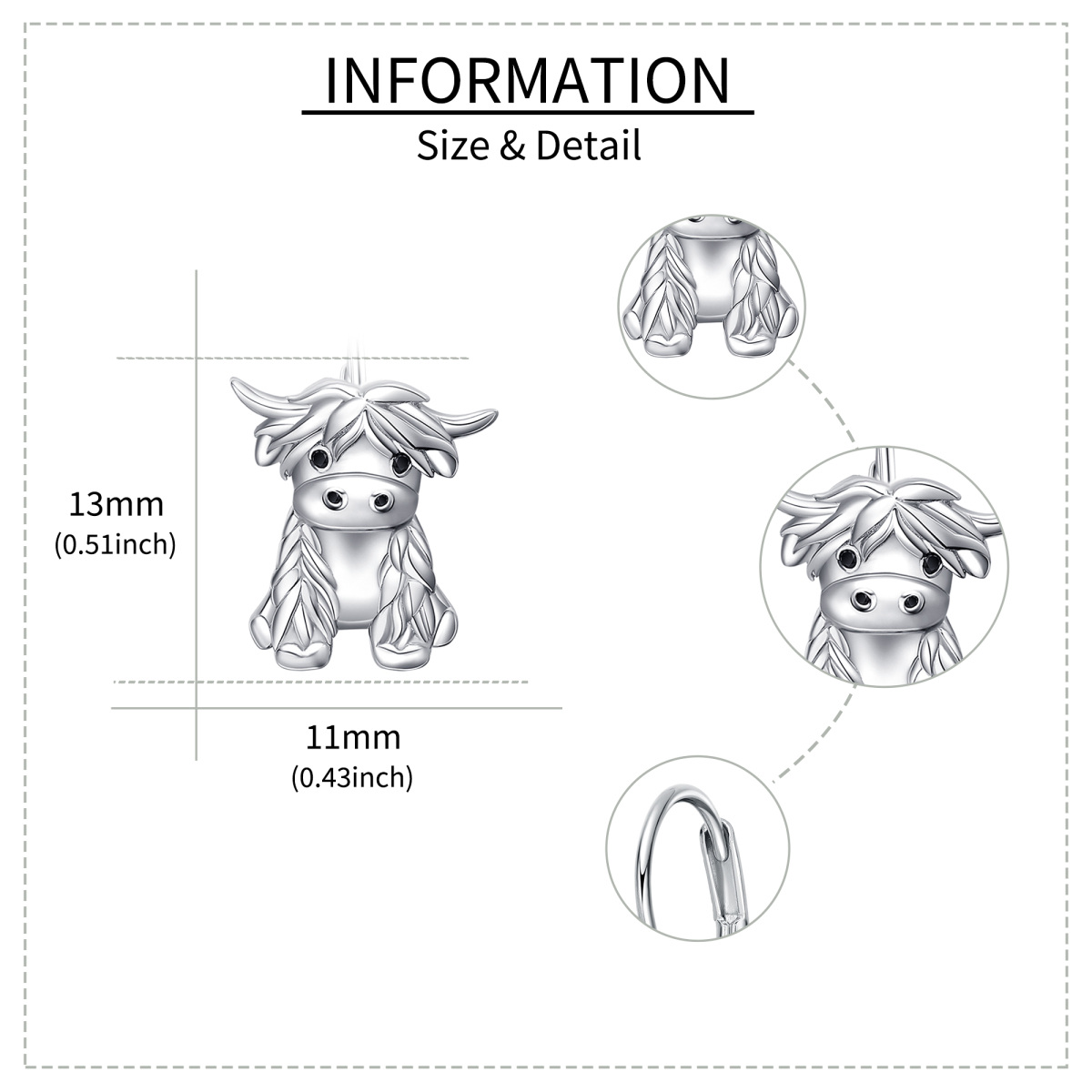 Boucles d'oreilles Highland Cow en argent sterling-5