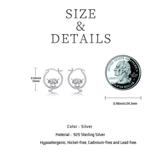 Sterling Silber Hochlandkuh Ohrringe mit Ring-6