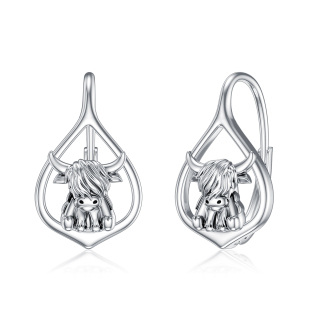 Sterling Silver Highland Cow Lever-back Earrings-22