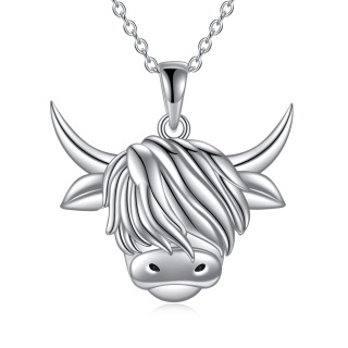 Sterling Silver Highland Cow Pendant Necklace Gift for Her-46