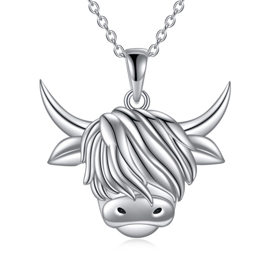 Sterling Silver Highland Cow Pendant Necklace Gift for Her