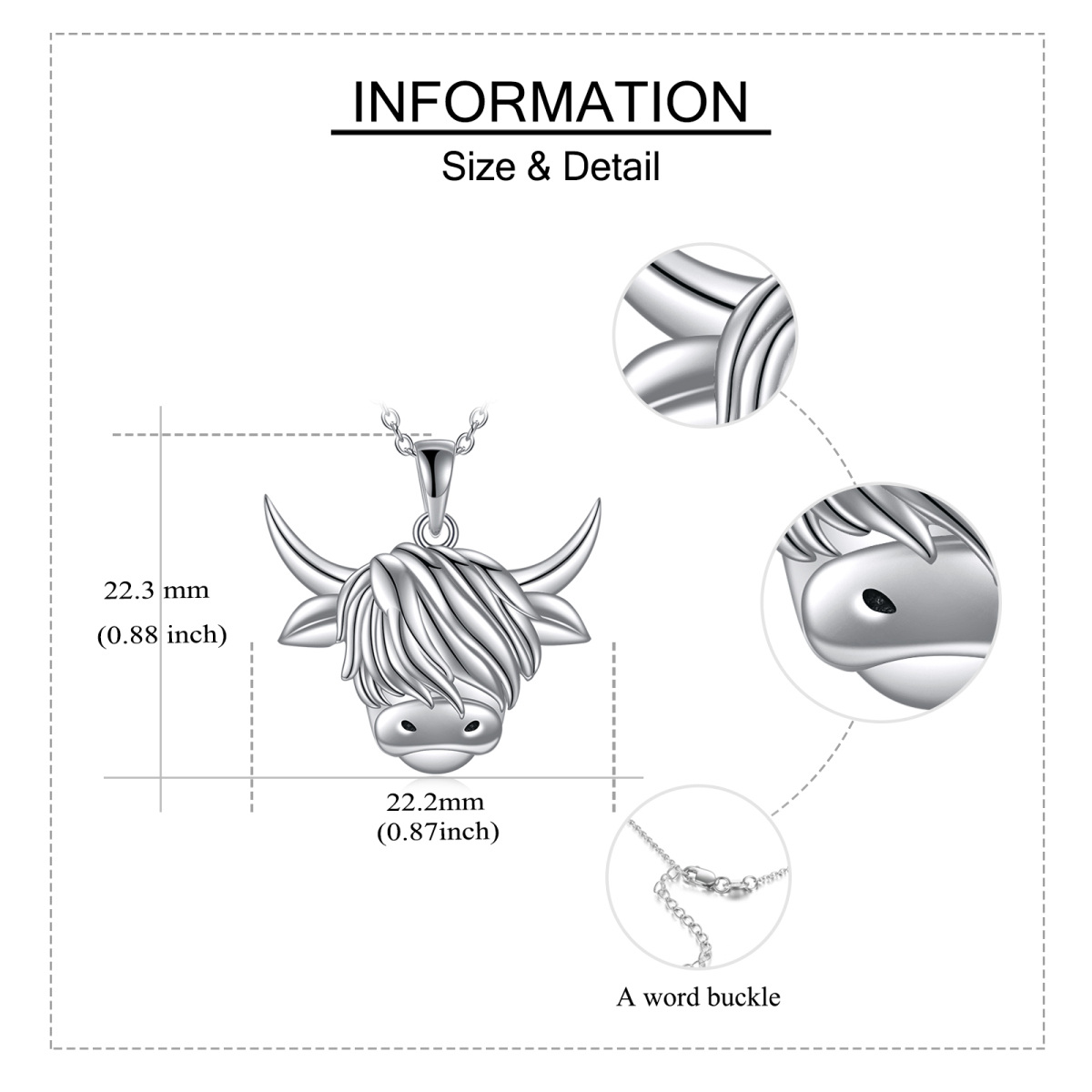 Sterling Silber Highland Kuh Anhänger Halskette Geschenk für Sie-5