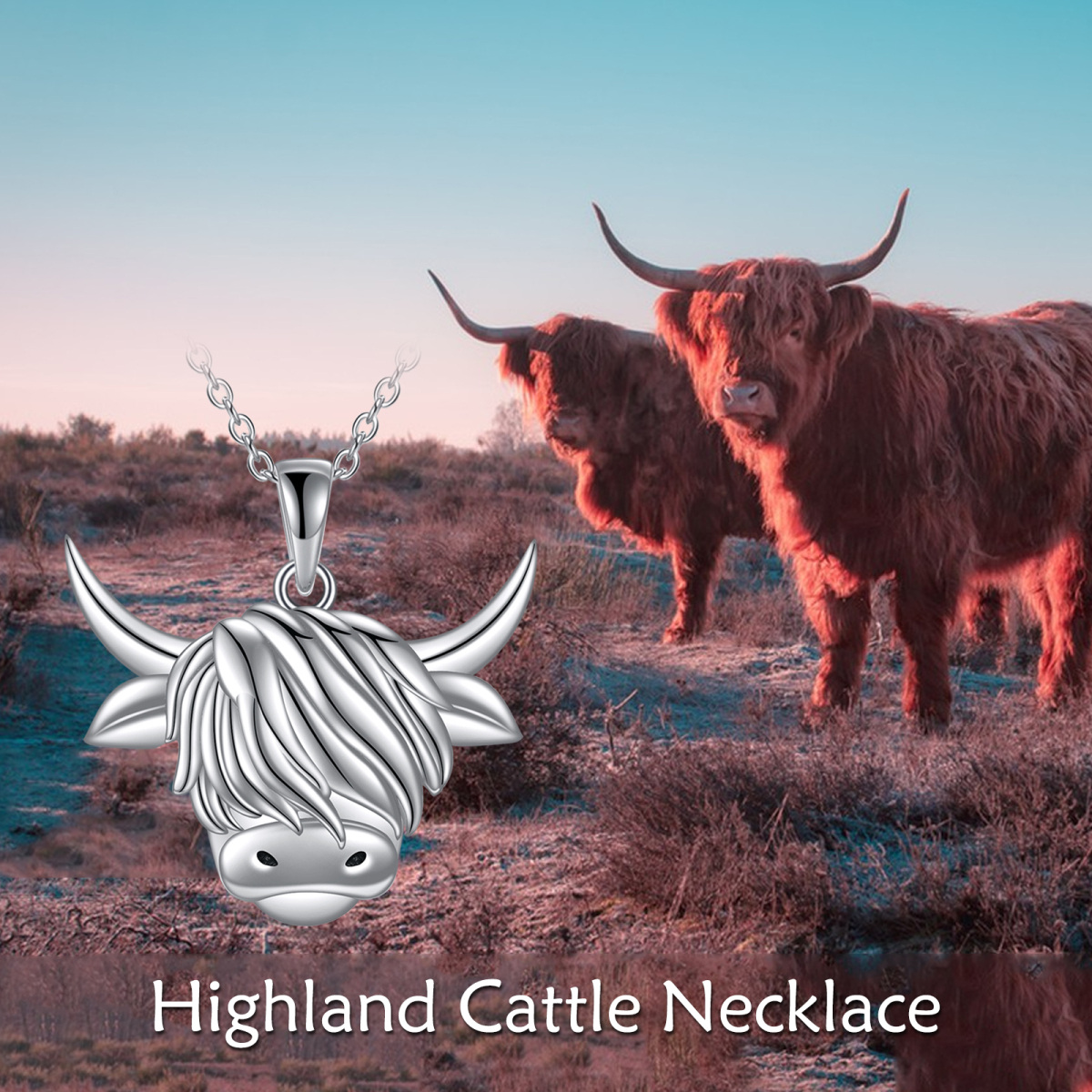 Sterling zilveren Highland koe hanger ketting cadeau voor haar-6