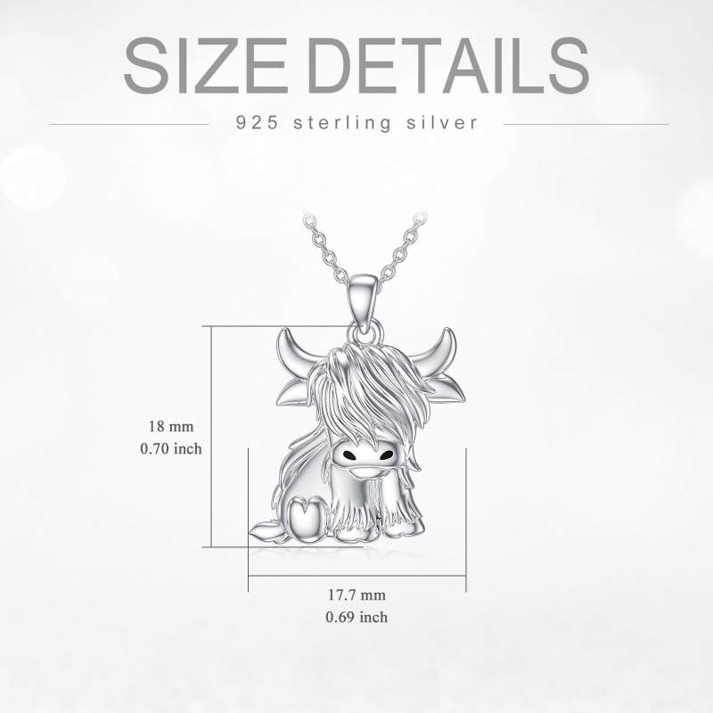 Sterling Silver Highland Cow Pendant Necklace-4