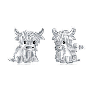 Sterling Silver Highland Cow Stud Earrings-33