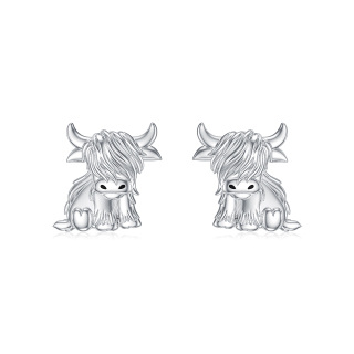 Sterling Silver Highland Cow Stud Earrings-46