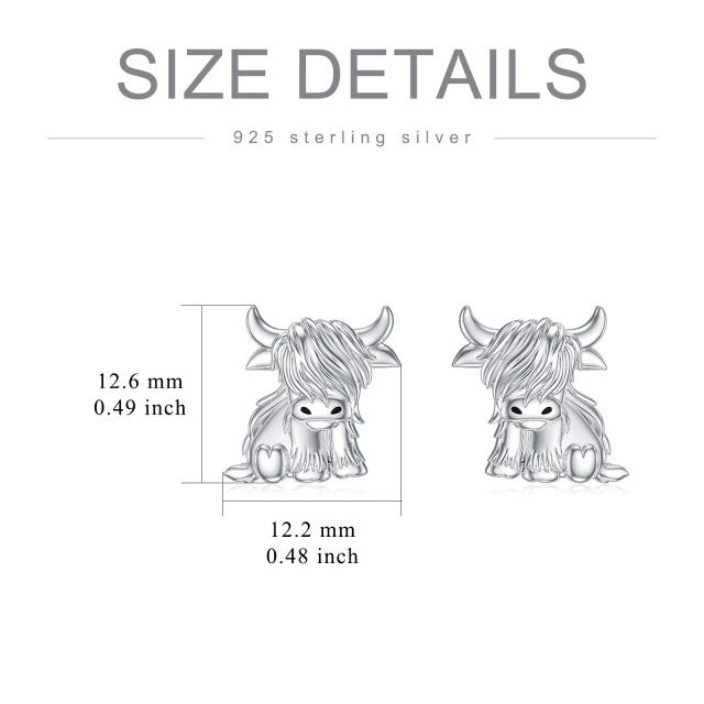 Sterling zilveren Highland Koe Stud Oorbellen-6