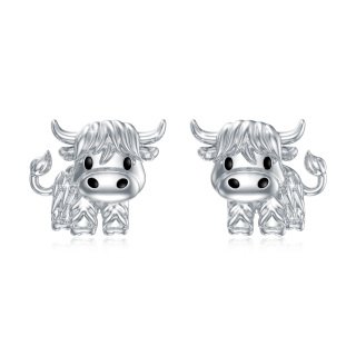 Sterling Silver Highland Cow Stud Earrings-18