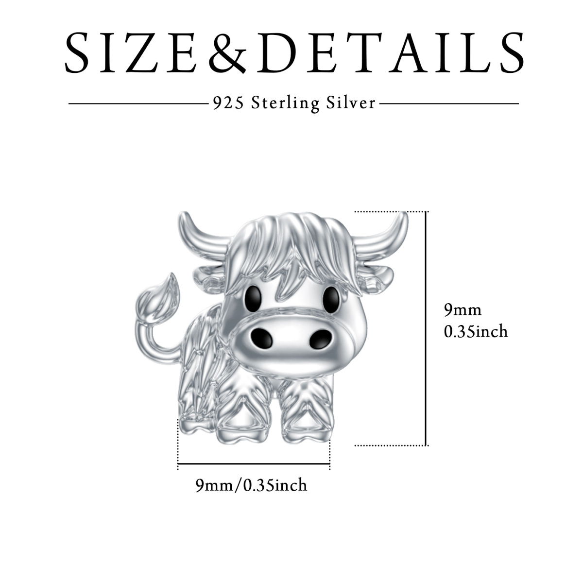 Sterling Silver Highland Cow Stud Earrings-5