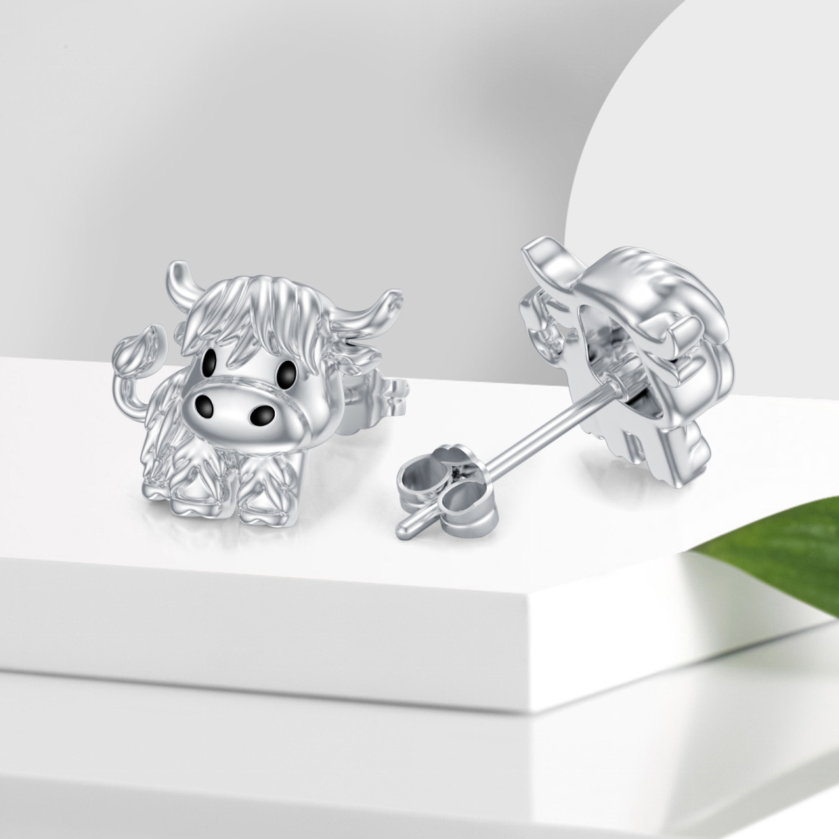 Boucles d'oreilles en argent Sterling Highland Cow-6