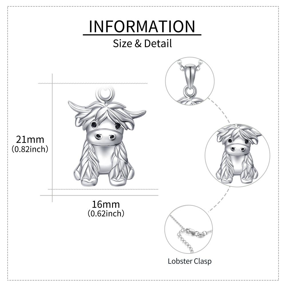 Collar de plata de ley Highland Cow Urn-5