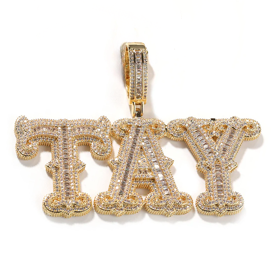 Sterling Silver Hip Hop Custom Name Personalized Letter Pendant Charms-1