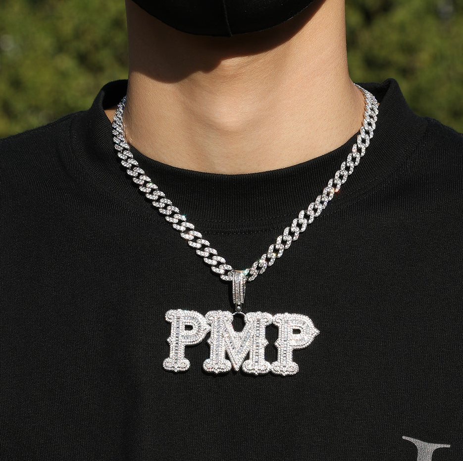 Sterling Silver Hip Hop Custom Name Personalized Letter Pendant Charms-3