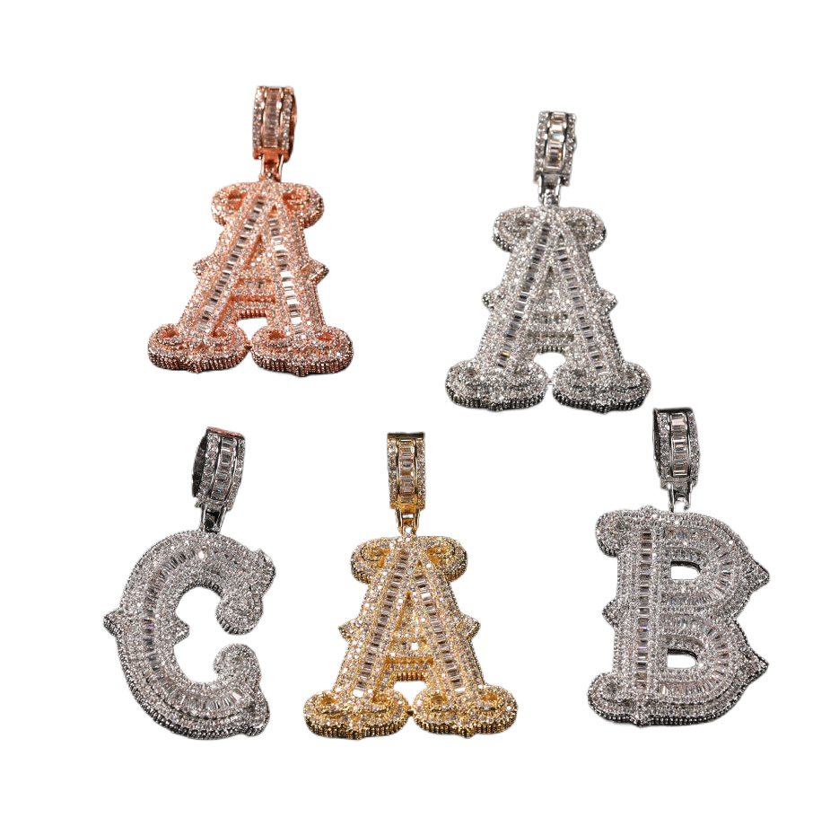 Sterling Silver Hip Hop Custom Name Personalized Letter Pendant Charms-4