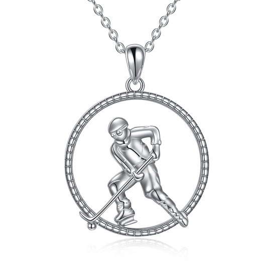 Sterling Silver Hockey Pendant Necklace