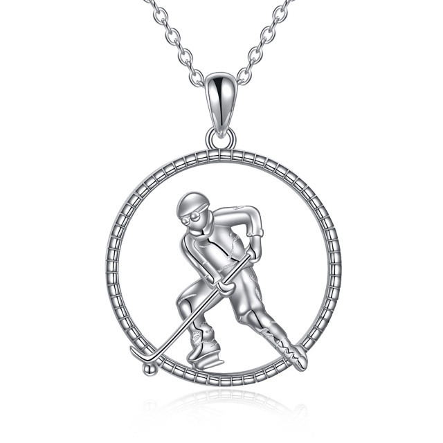 Collier en argent sterling avec pendentif hockey-1