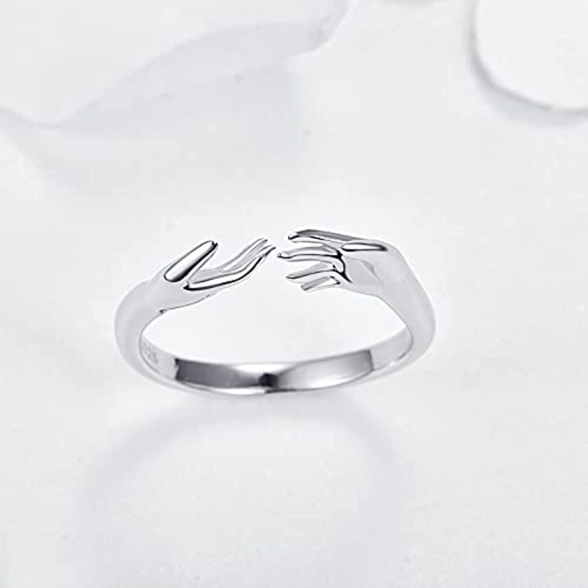 Bague ouverte mains en argent sterling-3