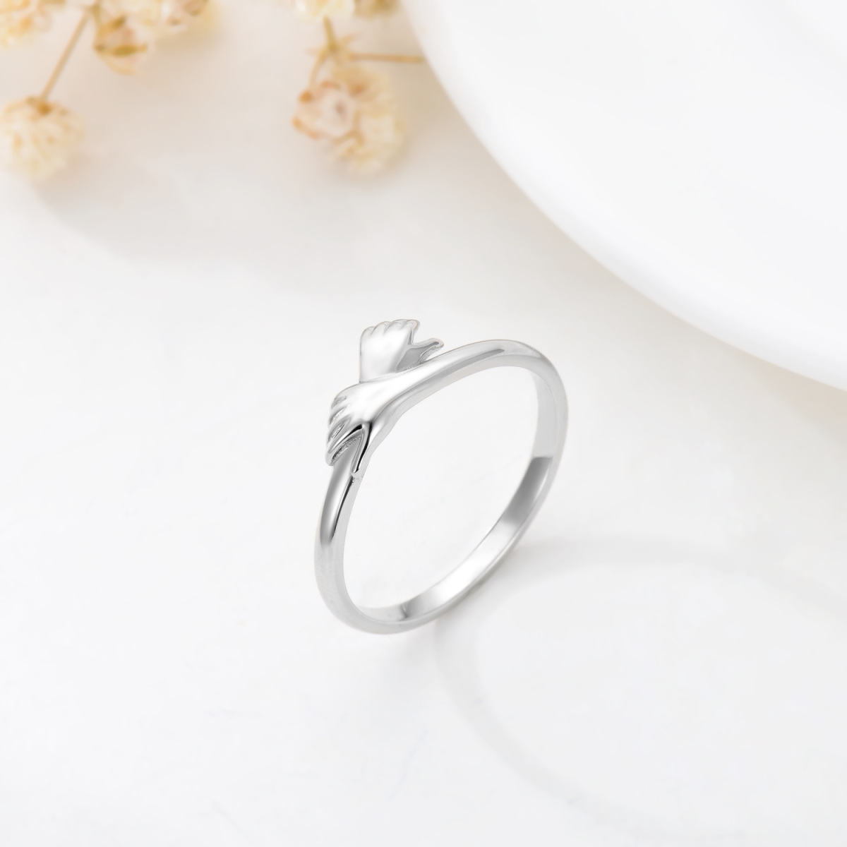 Anillo de plata de ley Hold Hands-4